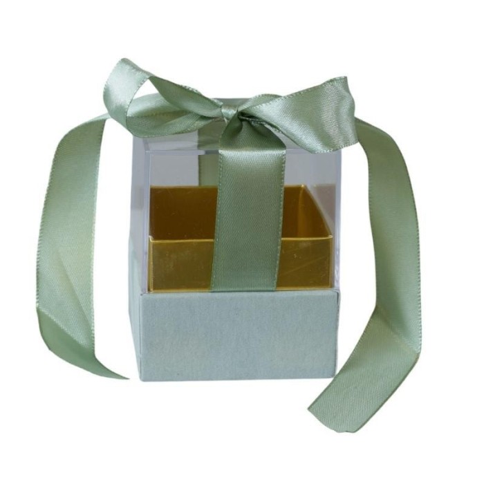 SCATOLA PLEX 6X6X6CM FIOCCO VERDE